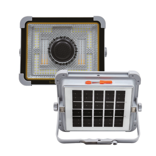 REFLECTOR LED SOLAR PORTATIL CON PARLANTE COMERCIAL DE 500W